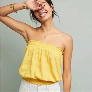 ANTHROPOLOGIE yellow Colusa textured tube top
